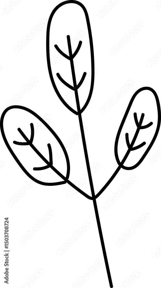 Obraz premium Leaves Branch Doodle
