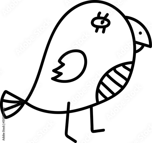 Cartoon Bird with Simple Lines
