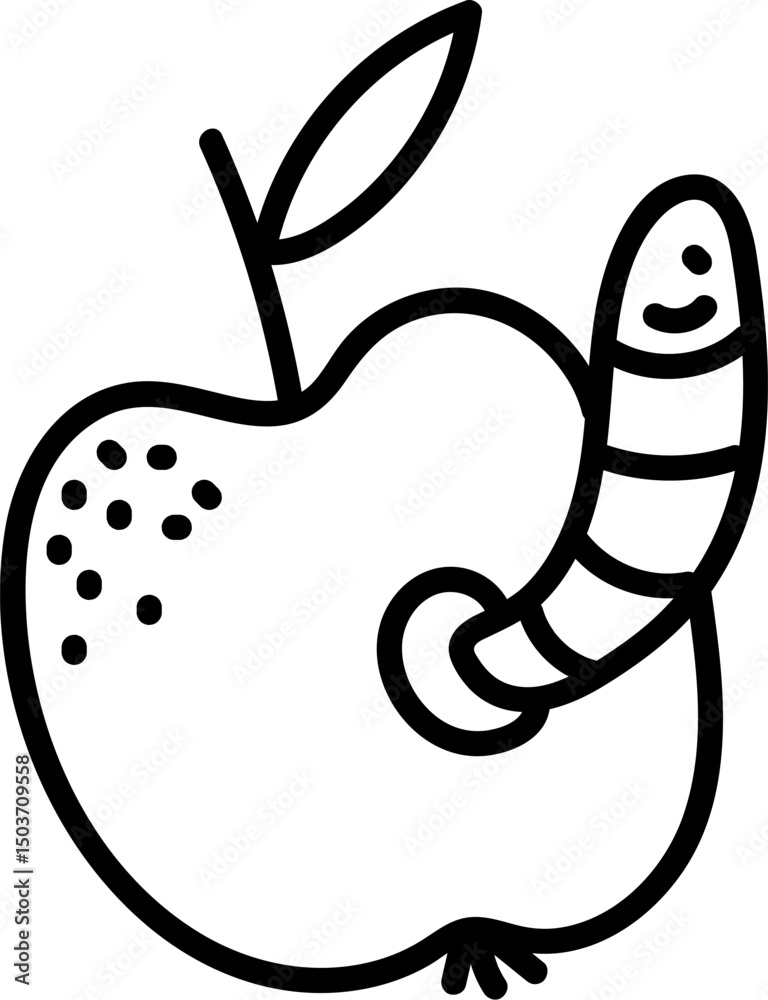 Fototapeta premium Apple with Smiling Worm