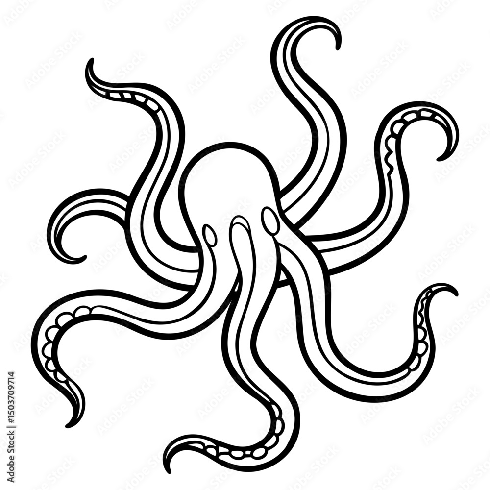 Obraz premium Tentacles vector line art on transparent background