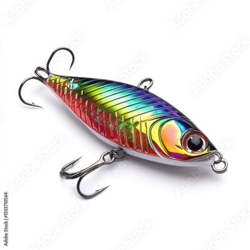 Colorful metallic fishing lure,  oval shape