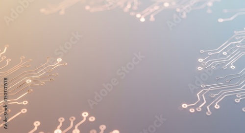Abstract technology background with circuit board elements and blurred lights