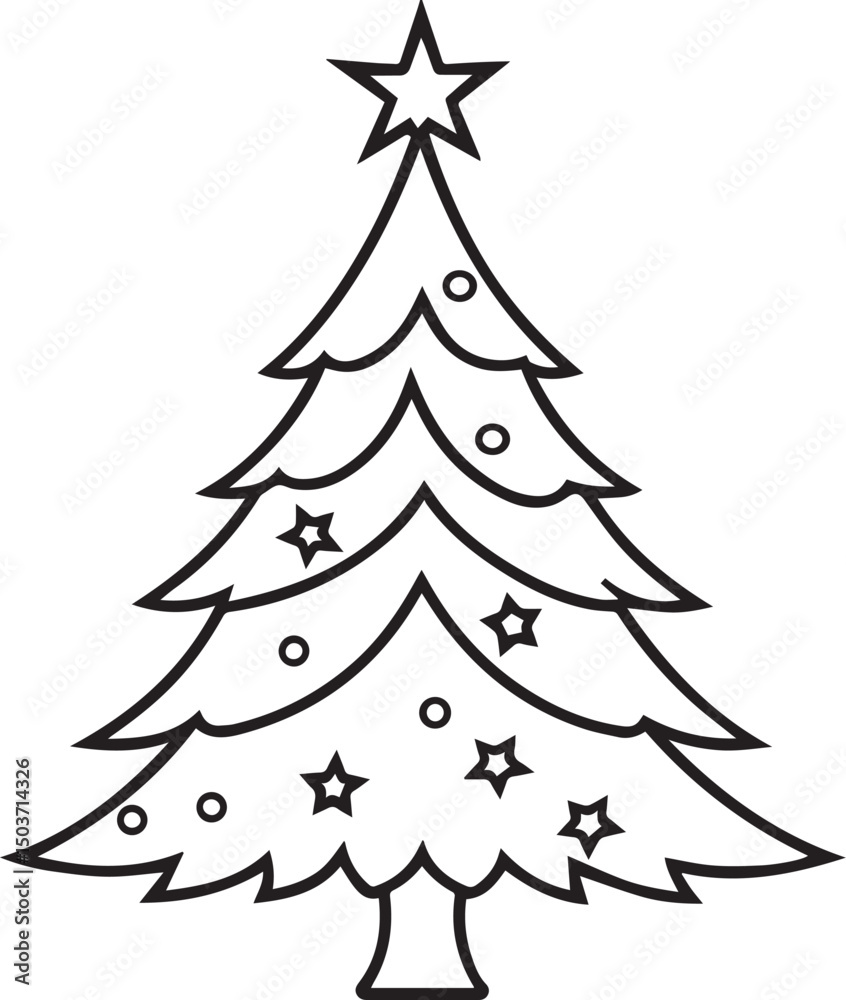 Obraz premium christmas tree vector illustration line art 