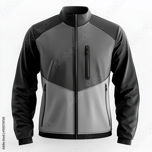 Gray and black jacket with zipper