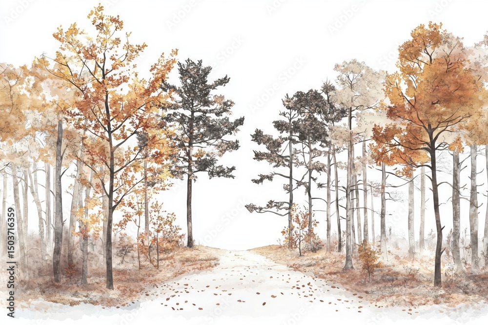 Fototapeta premium Scenic autumn walk under golden foliage