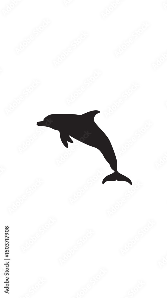 Fototapeta premium hand drawn silhouette of dolphin , black silhouettes isolated on white background