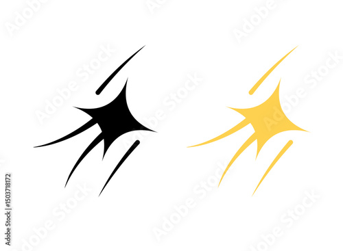 Sparkling and shiny star vector icon. Decoration comic symbol. Black and yellow star icon. Stars in modern simple flat style.