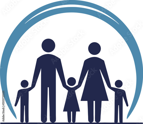 Illustration of a family holding hands together, symbolizing unity and support.