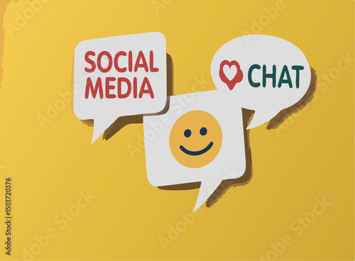 Colorful speech bubbles representing social media and chat communication.