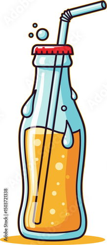 Chilled Glass of Orange Juice Cold Beverage on White Background