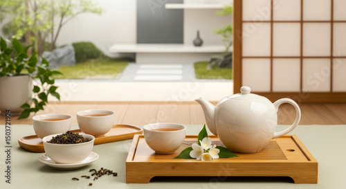 Wallpaper Mural Refined Tea Moment in Tranquil Interior with Morning Illumination Torontodigital.ca