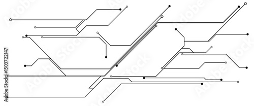 Vectors White Abstract geometric dots and lines connection circuit concept. Hi tech digital connect, communication, High technology concept.