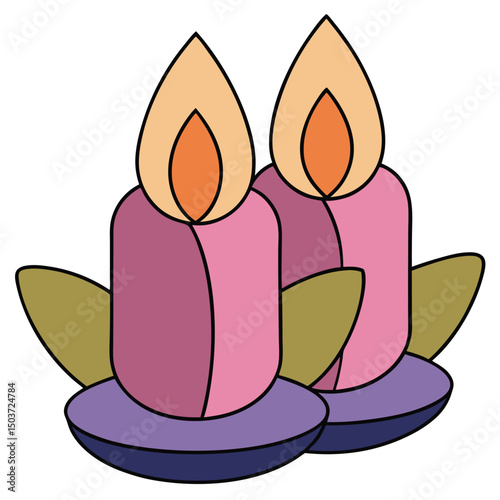 Candles flat vector illustration white background