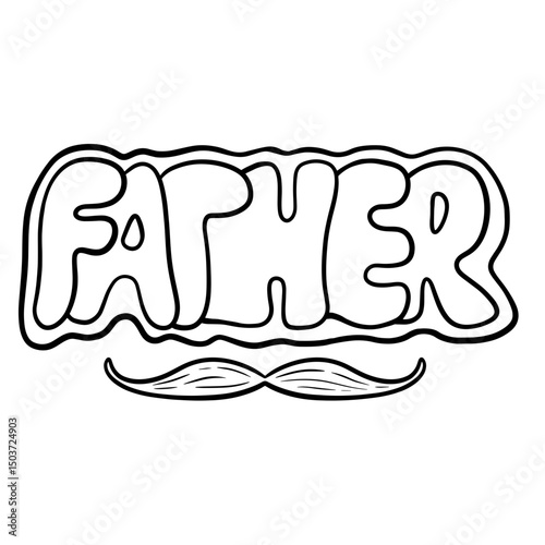 Typography Father Text and Moustache Illustration