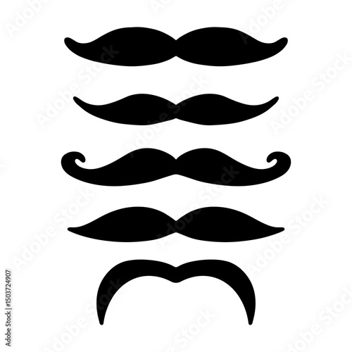Men Moustache Silhouette Icon Illustration. Father or Grandpa Mustache Symbols