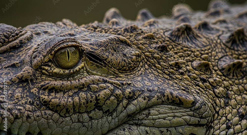 Obraz premium Close-up of a Crocodile's Eye and Textured Skin in Striking Detail