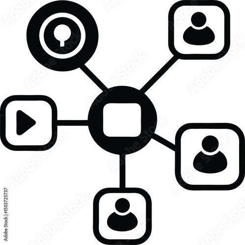 social media marketing icon with platforms on white background