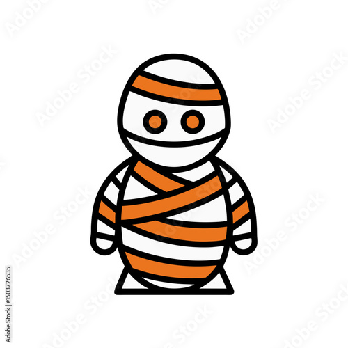 Simple Mummy Doodle Vector Outline For A Basic Halloween Monster Icon