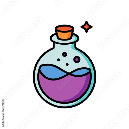 Shrinking Potion Doodle Vector In A Tiny Bottle For A Magical Effect
