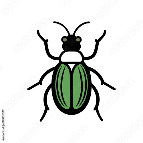 Dung Beetle Doodle Vector Rolling A Ball For A Funny And Strong Insect