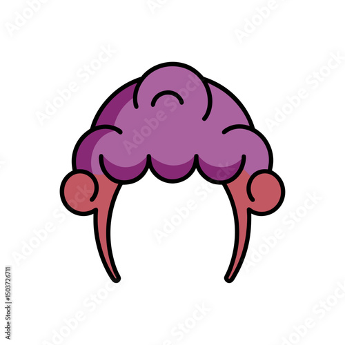 Vampire Wig Doodle Vector With A Widow's Peak For A Classic Dracula Look