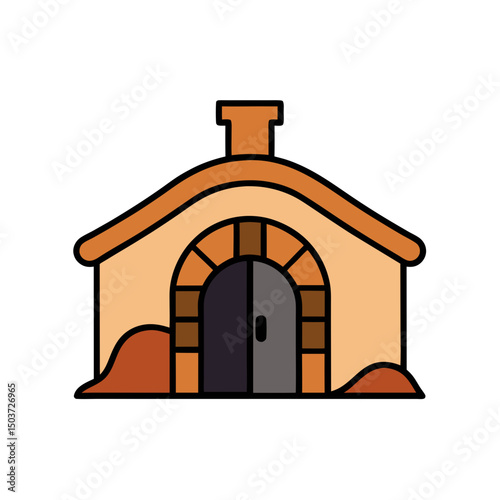 Wooden Cellar Door Doodle Vector For A Rustic Farmhouse Basement Entrance