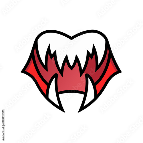 Sharp Vampire Fangs Doodle Vector In A Snarling Mouth For A Horror Bite