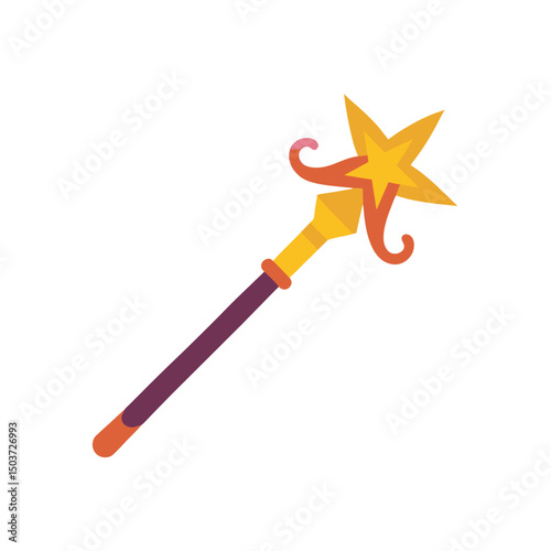 Elegant Magic Wand Doodle Vector With Swirls For A Graceful Sorceress
