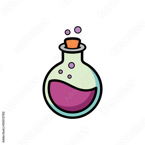 Simple Potion Bottle Doodle Vector For A Basic Magic Or Science Elixir
