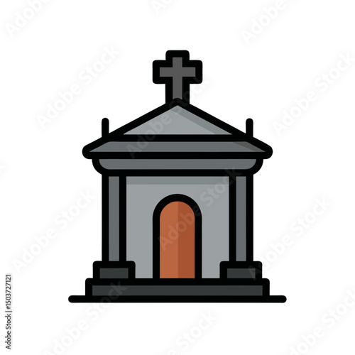 Open Crypt Door Doodle Vector For A Dark And Spooky Underground Tomb