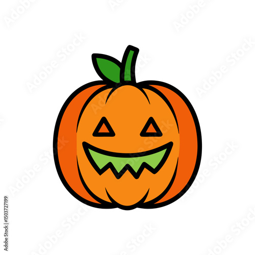 Simple Jack O Lantern Doodle Vector Outline For A Basic Halloween Icon