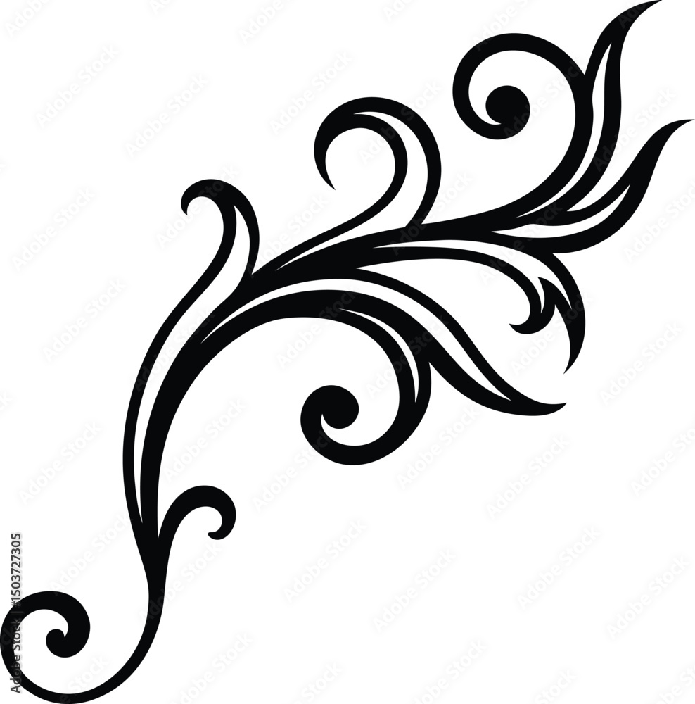 baroque flourish ornament with swirling acanthus
