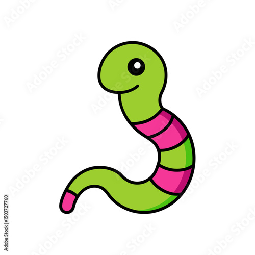 Worm In An Apple Doodle Vector For A Rotten Fruit Or Funny Surprise