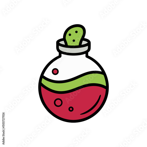 Poison Potion Doodle Vector With A Skull For A Deadly And Dangerous Brew