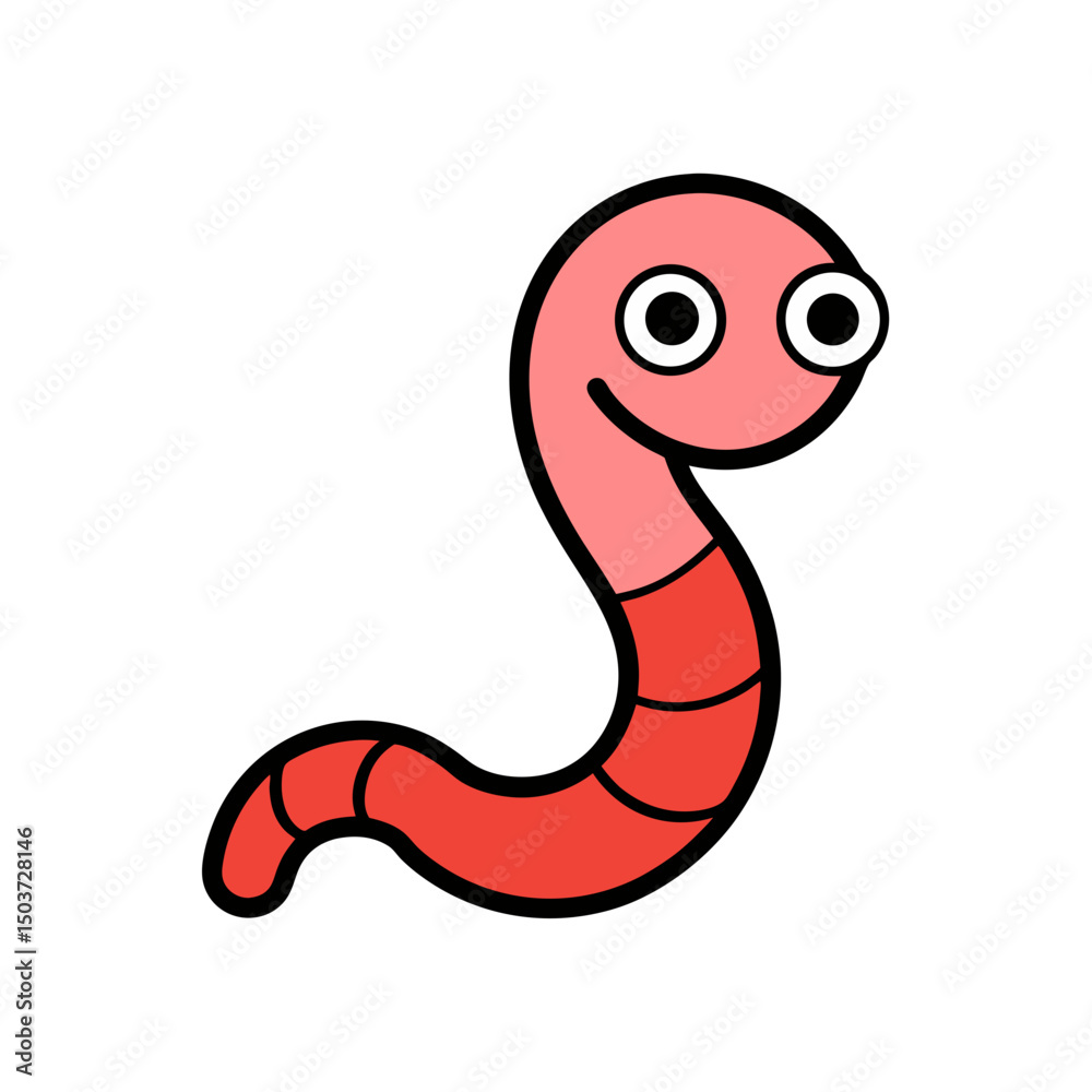 Fototapeta premium Simple Earthworm Doodle Vector Illustration For Garden And Soil Themed Art