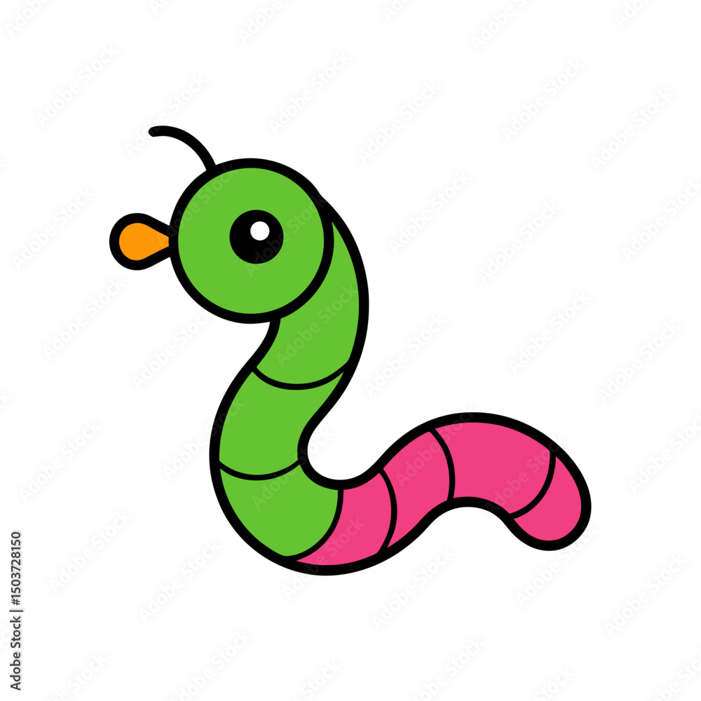 Fototapeta premium Gross Gummy Worm Candy Doodle Vector For A Sweet And Sour Treat Illustration