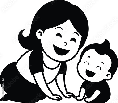  Mother and baby laughing heartily