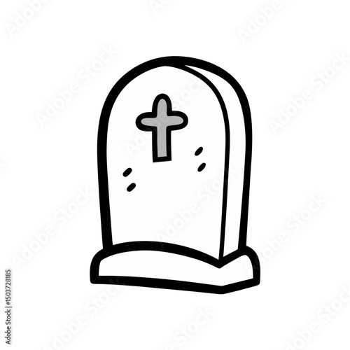 Gothic Gravestone Doodle Vector With Ornate Details For A Spooky Yard
