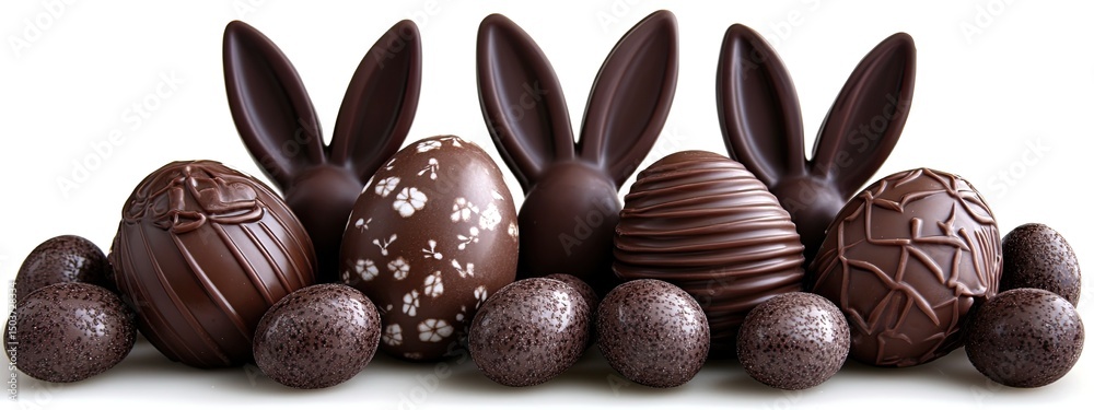 Fototapeta premium Chocolate Easter Eggs and Bunnies