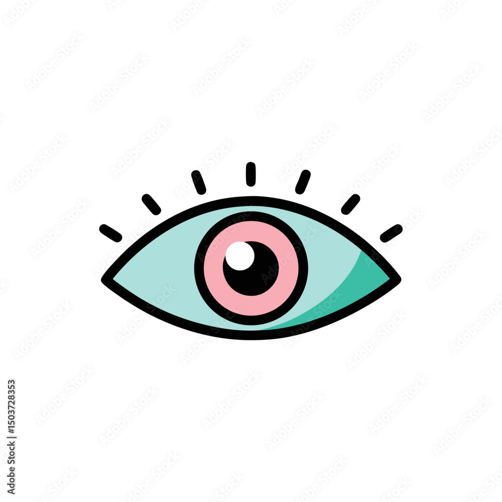 Obraz premium Simple Human Eye Doodle Vector For A Basic And Minimalist Vision Icon