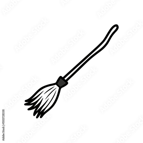 Modern Witch Broomstick Doodle Vector For A Stylish And Contemporary Look