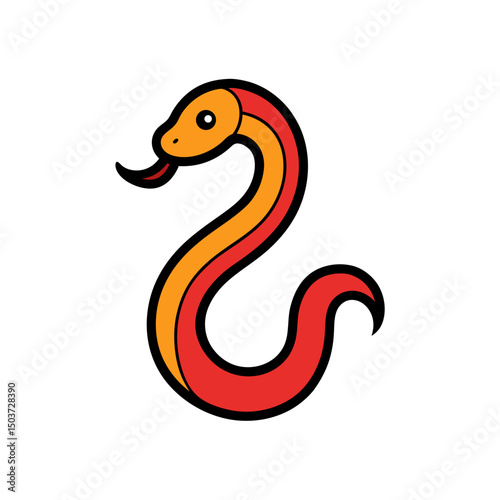 Hissing Snake Doodle Vector With Open Mouth For A Venomous Attack Scene