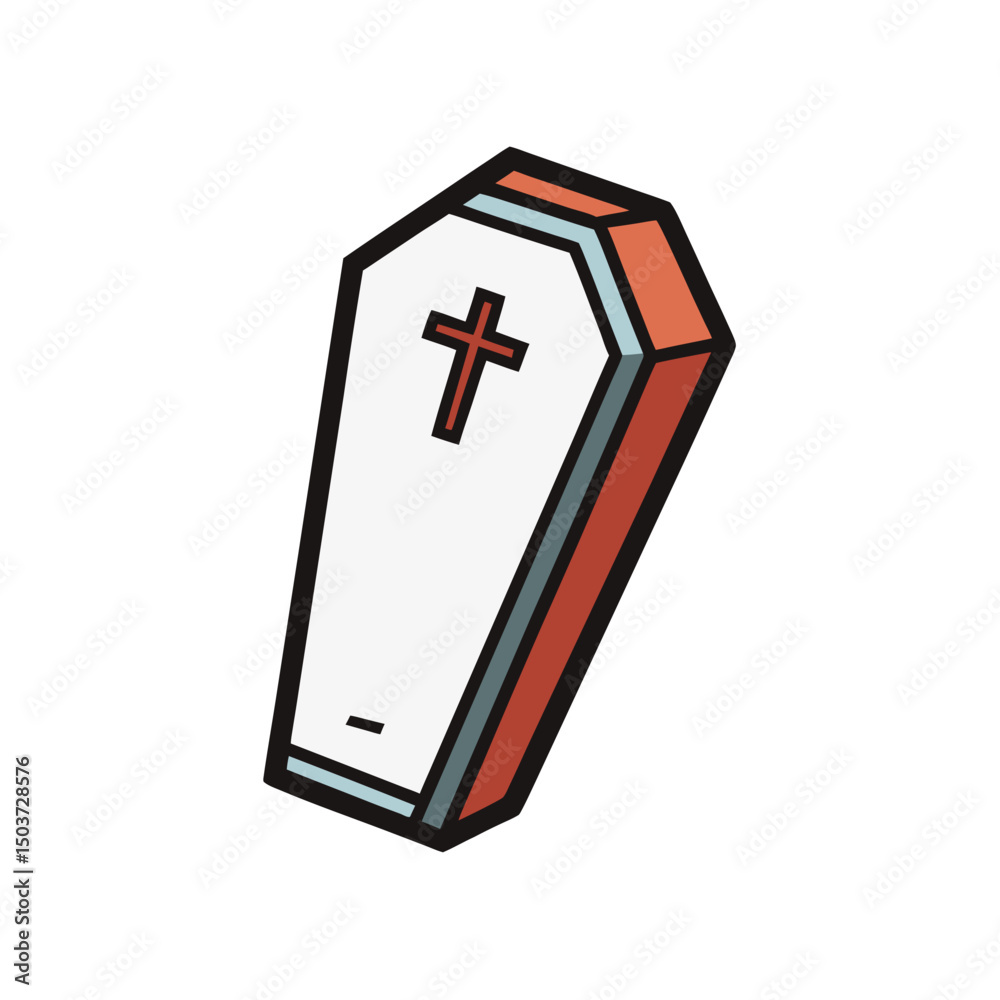 Fototapeta premium Classic Coffin Outline Doodle Vector For Minimalist Halloween Decoration
