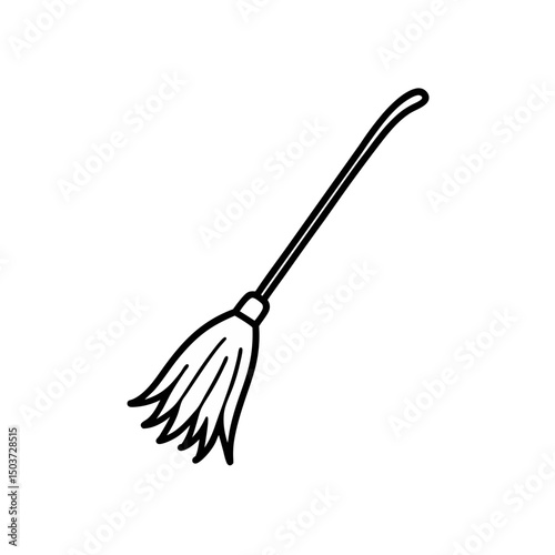 Classic Witch Broomstick Doodle Vector For A Simple And Magical Clipart