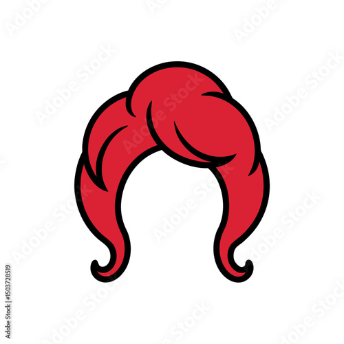 Long Straight Wig Doodle Vector For Cosplay And Character Costume Design