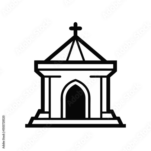 Dark Spooky Crypt Doodle Vector For An Underground Tomb Or Mausoleum