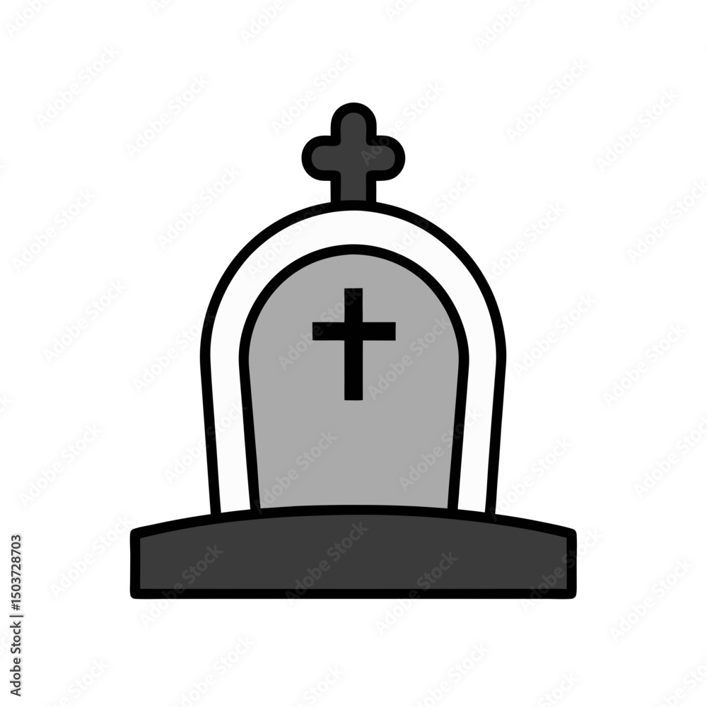 Fototapeta premium Full Moon Cemetery Doodle Vector For A Classic Nighttime Horror Scene