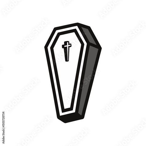Wooden Coffin Doodle Vector For A Classic Vampire And Western Funeral