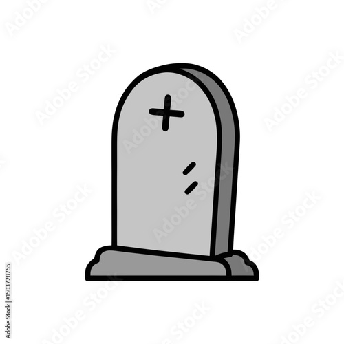 Weathered Tombstone Doodle Vector With Cracks For An Ancient Graveyard