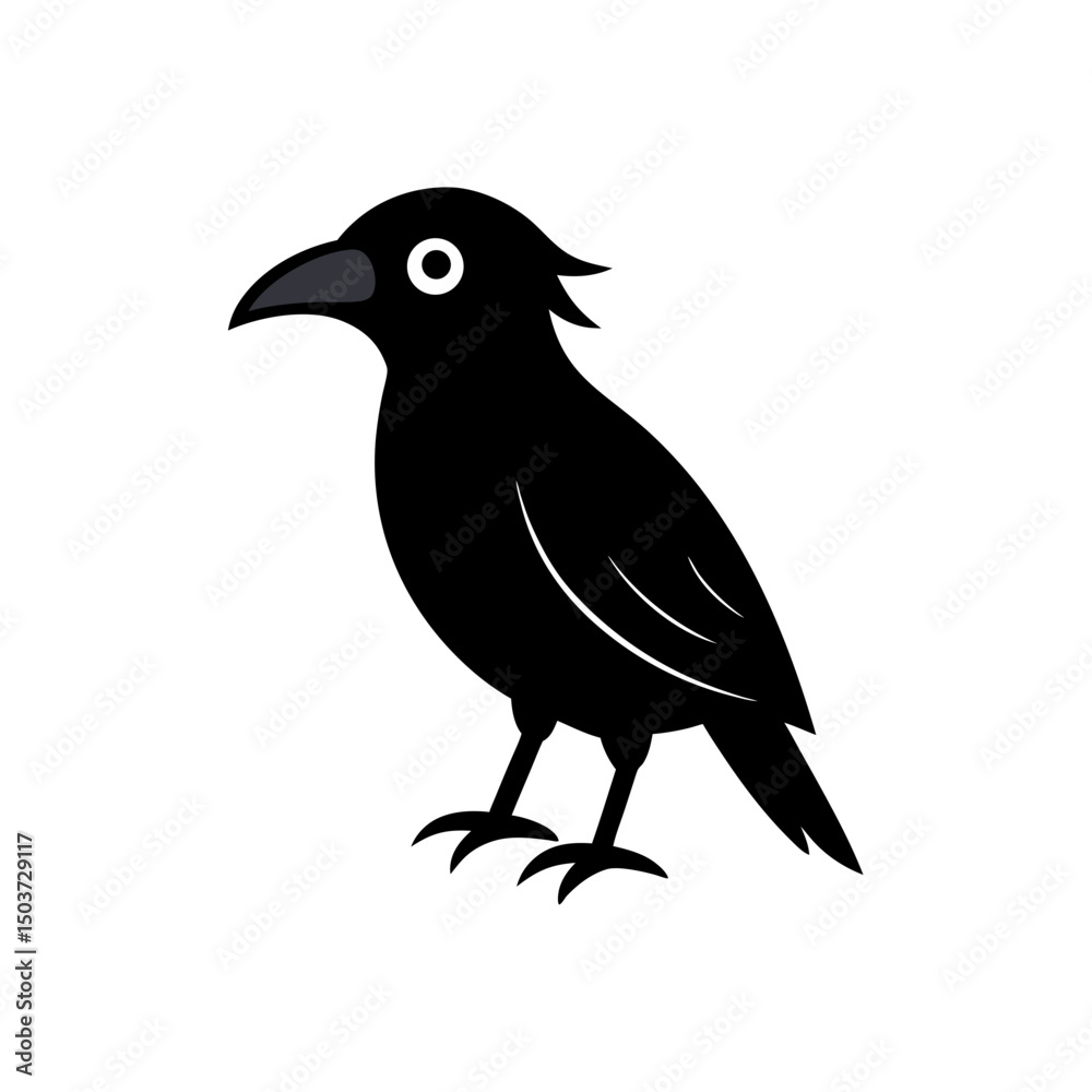 Fototapeta premium Ominous Crow Perched Doodle Vector For Gothic And Dark Themed Illustrations